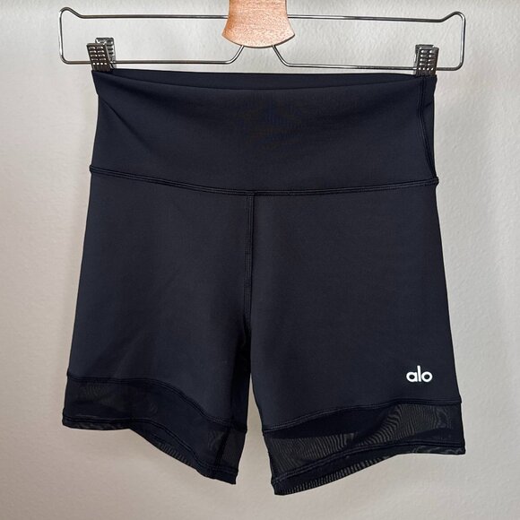 Alo Yoga 5" Airlift Double Trouble Biker Short w/ Mesh • Black • Women’s M NWOT - Picture 2 of 12